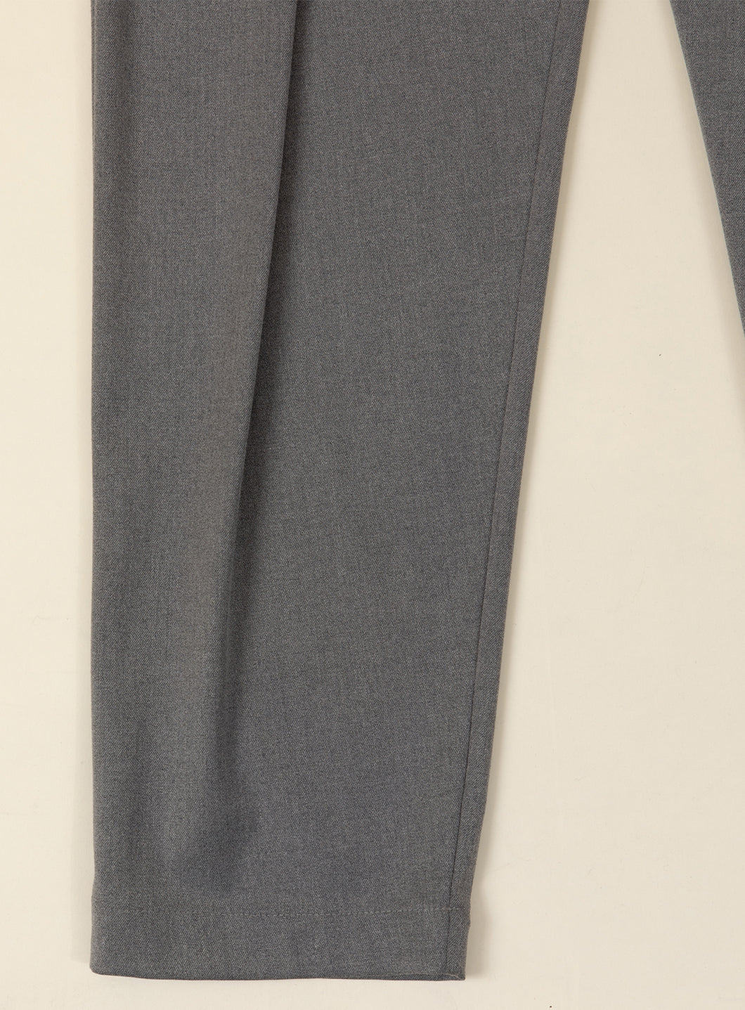 Elastic Waist Pants with Deep Pleats in Heather Grey Serge Fabric