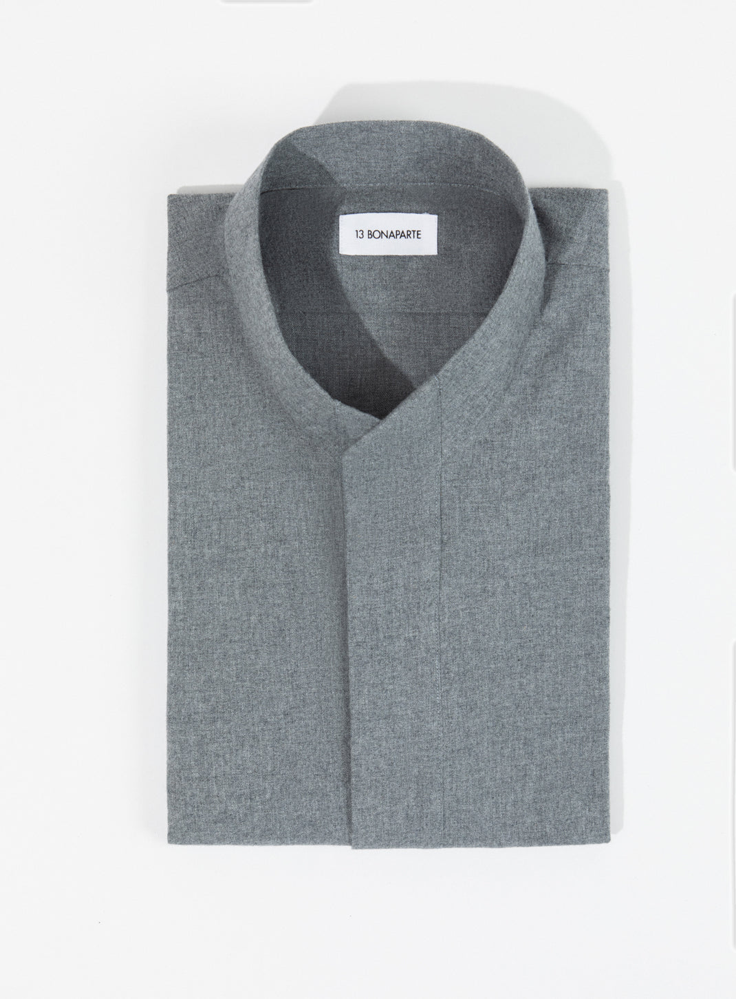 Origami Collar Shirt in Heather Grey Cotton Flannel