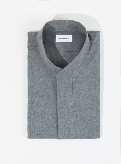 Origami Collar Shirt in Heather Grey Cotton Flannel