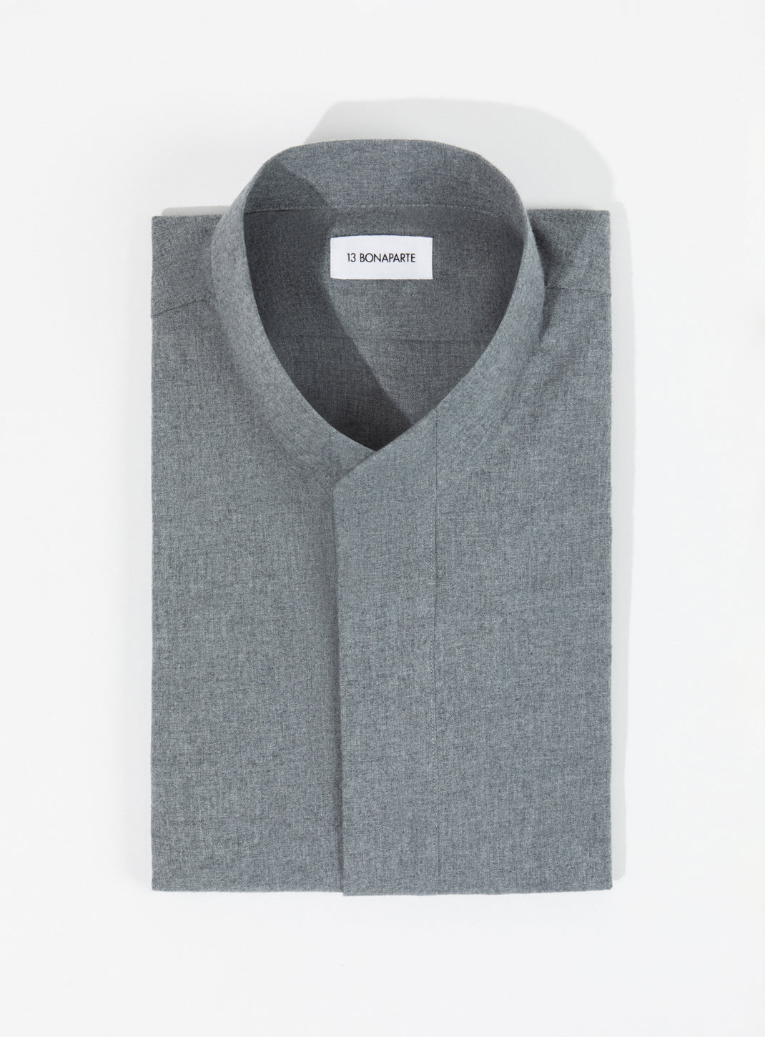 Origami Collar Shirt in Heather Grey Cotton Flannel