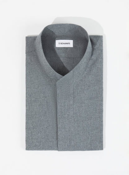 Origami Collar Shirt in Heather Grey Cotton Flannel