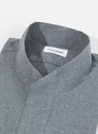 Origami Collar Shirt in Heather Grey Cotton Flannel