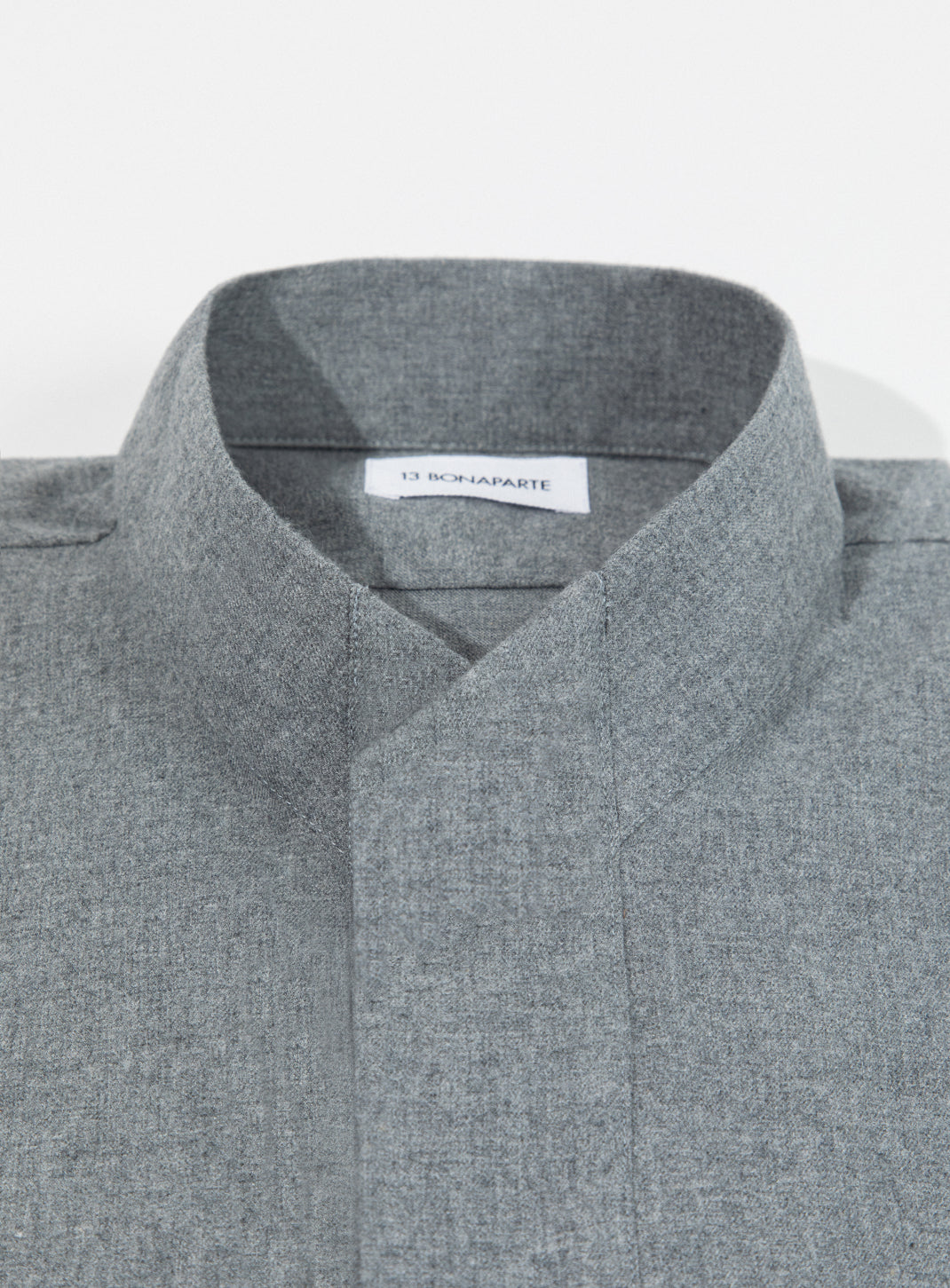 Origami Collar Shirt in Heather Grey Cotton Flannel