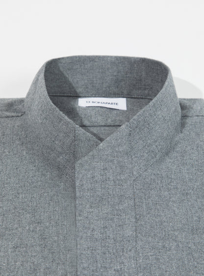 Origami Collar Shirt in Heather Grey Cotton Flannel
