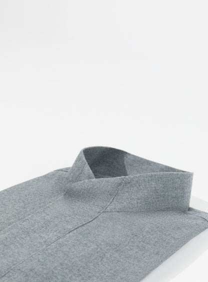 Origami Collar Shirt in Heather Grey Cotton Flannel