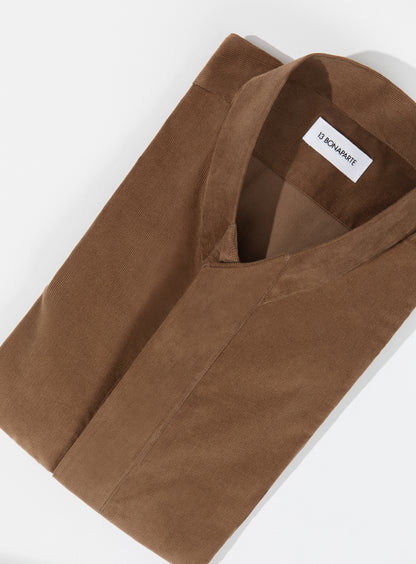 Origami Collar Shirt in Tan Needlecord