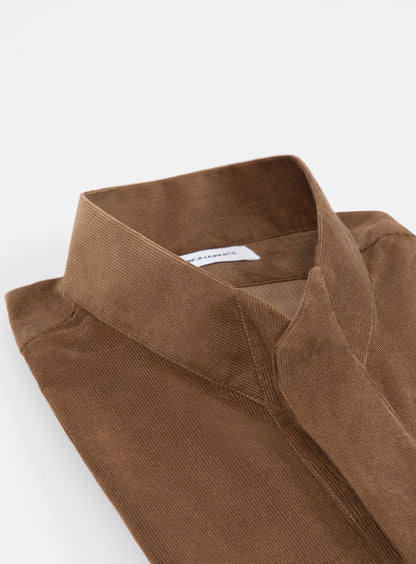 Origami Collar Shirt in Tan Needlecord