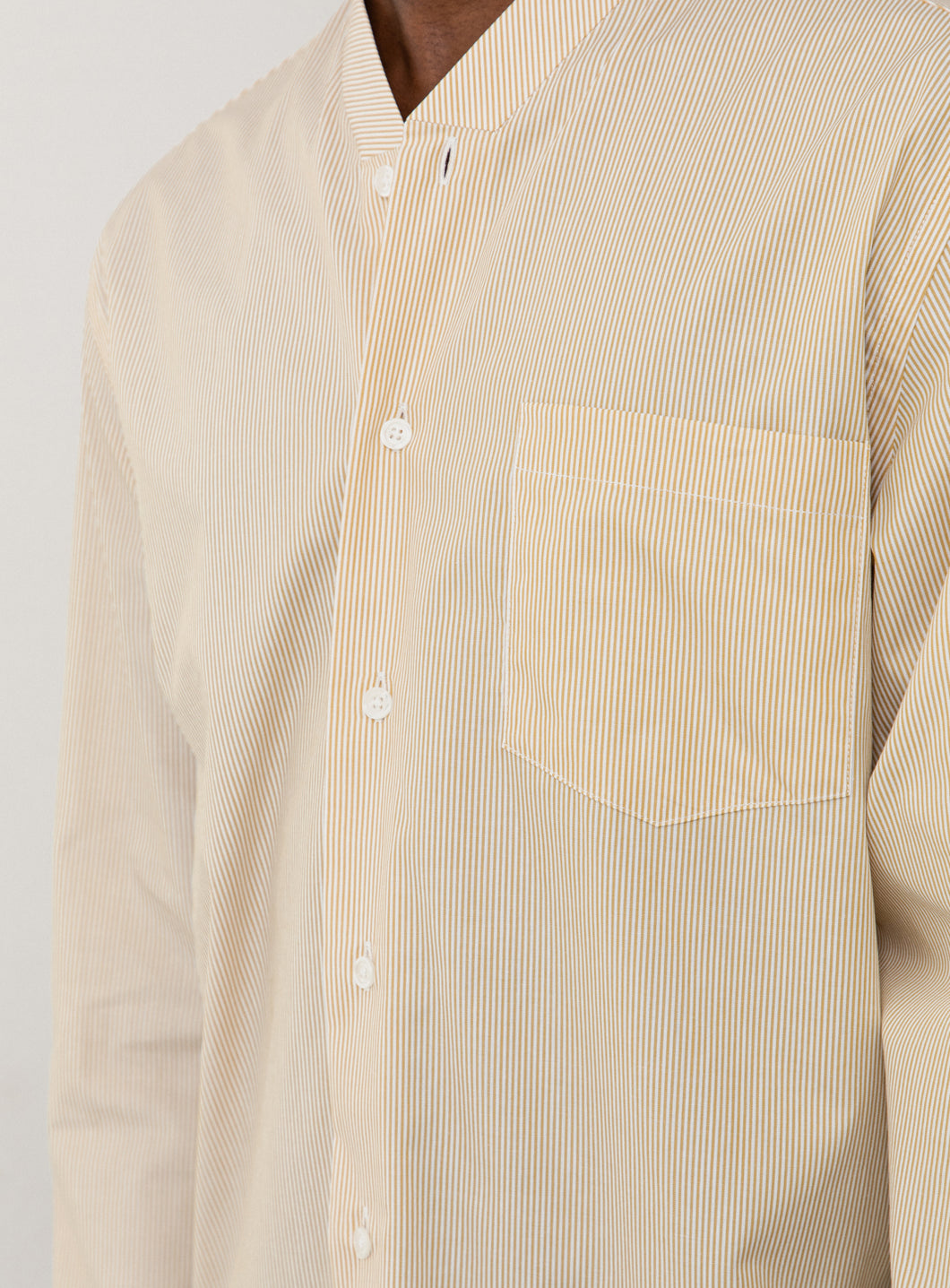 False Collar Shirt in Yellow Fine Stripes Poplin