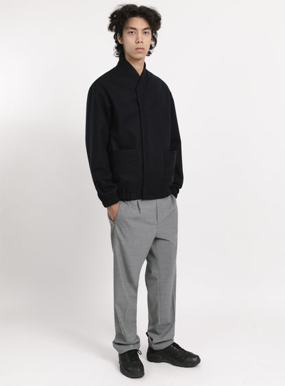 Kimono Bomber Jacket in Navy Blue Italian Wool