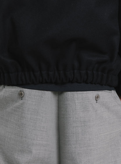 Kimono Bomber Jacket in Navy Blue Italian Wool