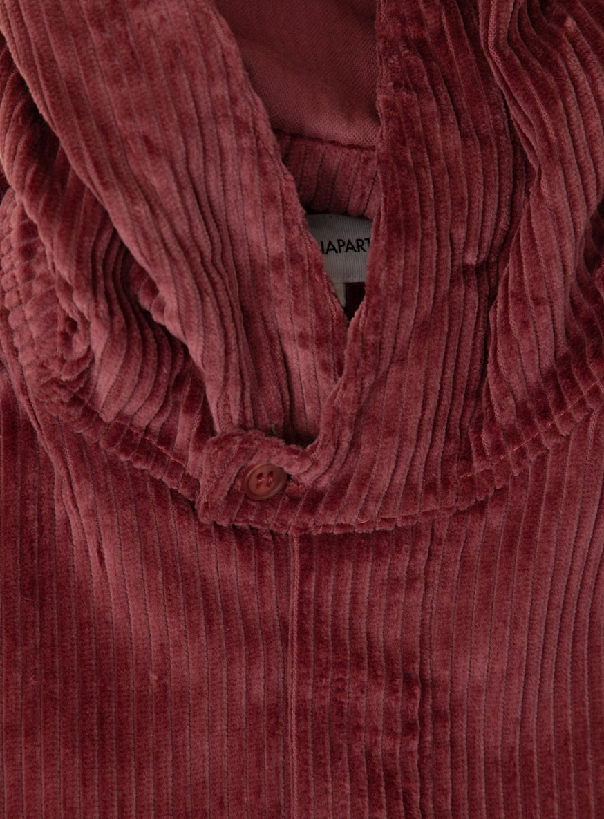 Hooded Overshirt in Pinkcurrant Corduroy