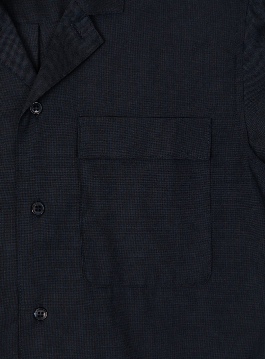 Overshirt with Tailored Collar in Navy Blue End-on-End