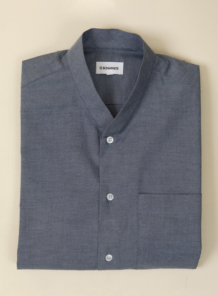 False Collar Shirt in Blue Oxford