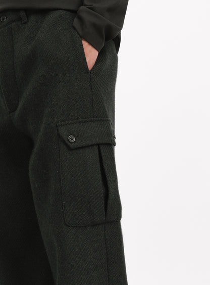 Cargo Pants in Dark Olive 100% Italian Wool