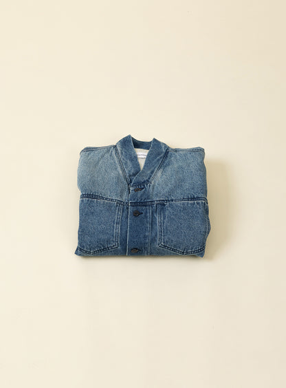 False Collar Jacket in Stone Denim