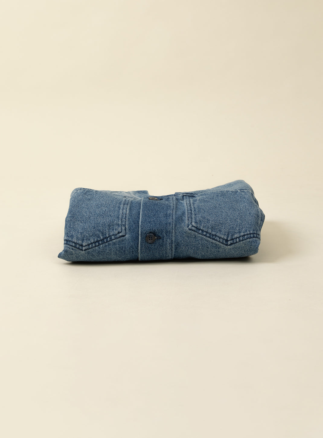 False Collar Jacket in Stone Denim