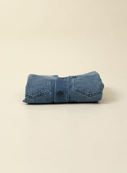 False Collar Jacket in Stone Denim