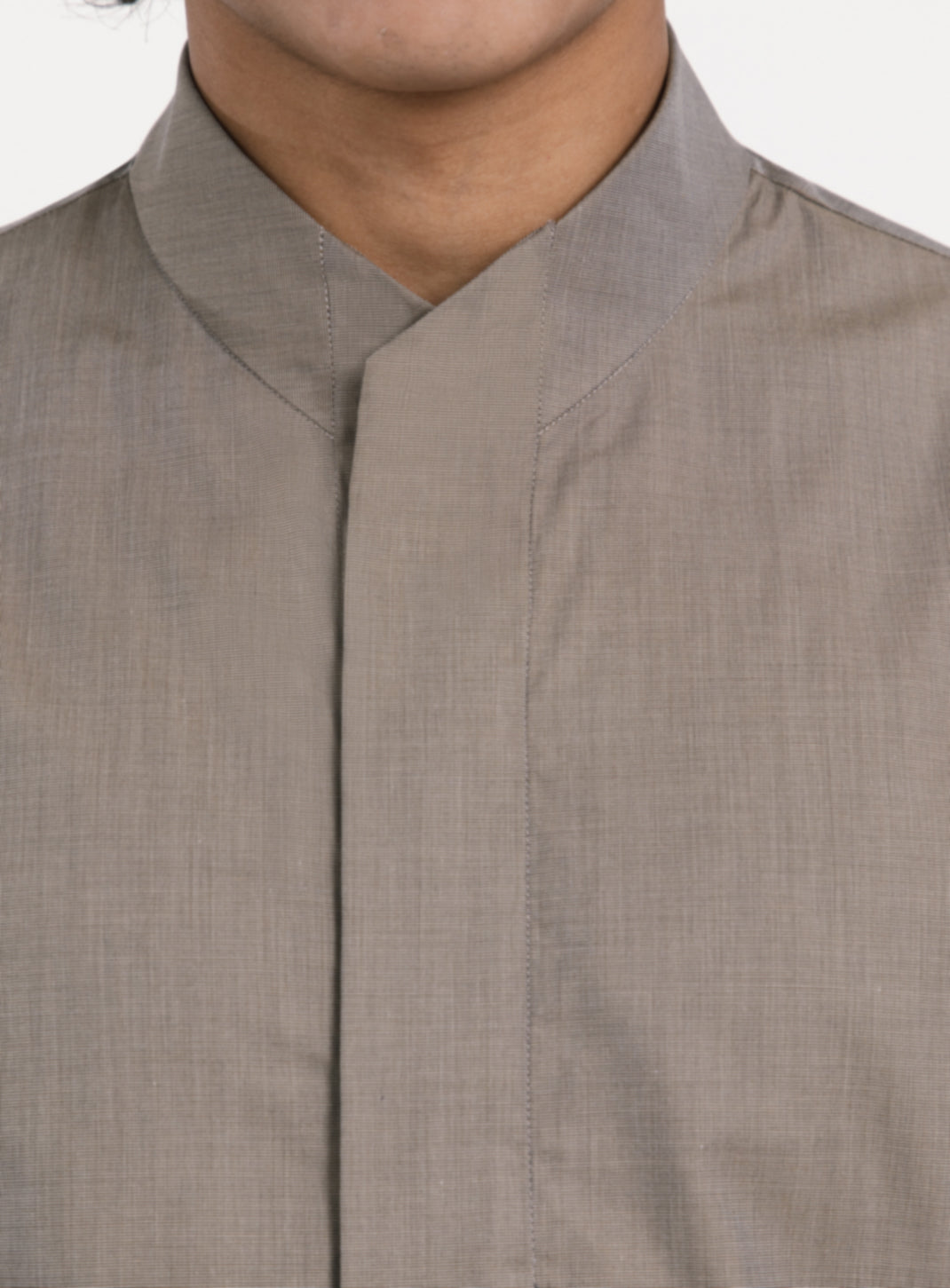 Origami Collar Shirt in Beige End-on-End