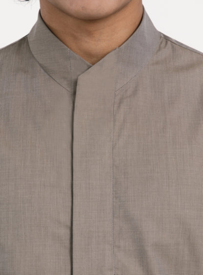 Origami Collar Shirt in Beige End-on-End