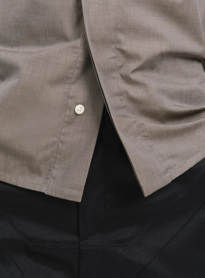 Origami Collar Shirt in Beige End-on-End