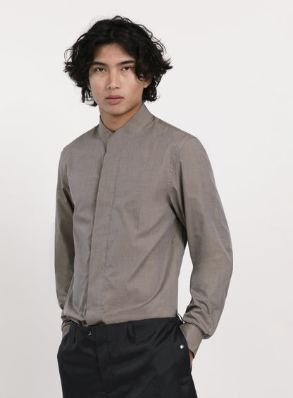Origami Collar Shirt in Beige End-on-End