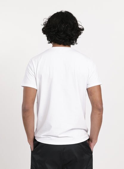 Short Sleeve T-Shirt in White Cotton & Elastane