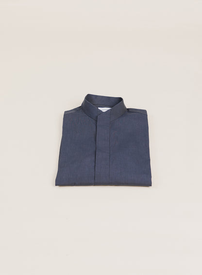 Origami Collar Shirt in Slate End-on-End