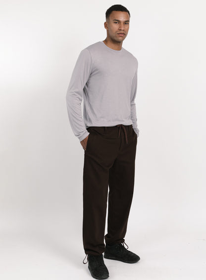 Combat Pants with Laces in Chocolate Weaved Denim