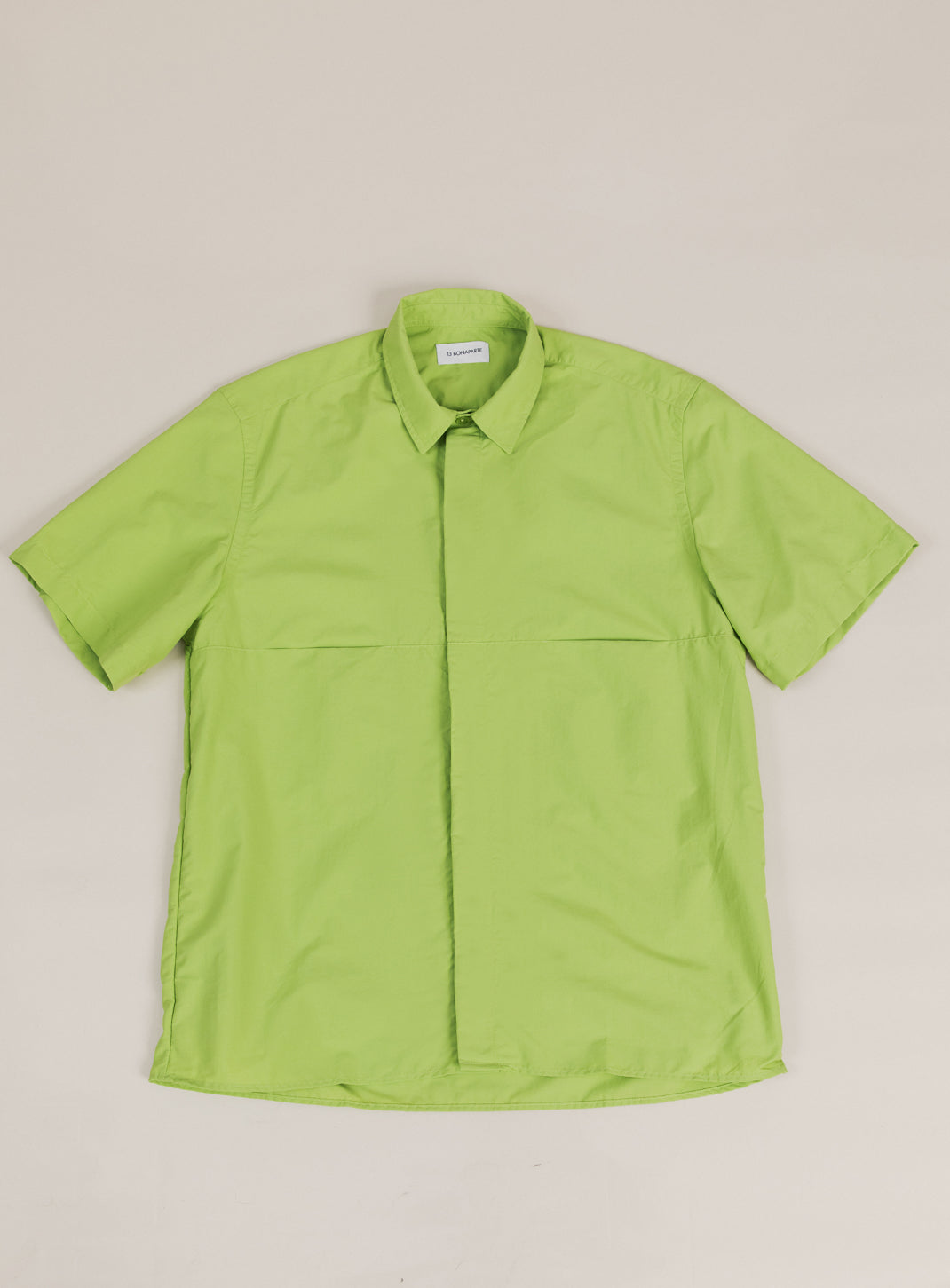 Chemisette with Front Cuts in Lime Green Technical Popeline