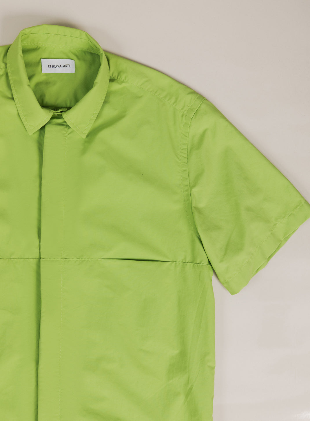 Chemisette with Front Cuts in Lime Green Technical Popeline
