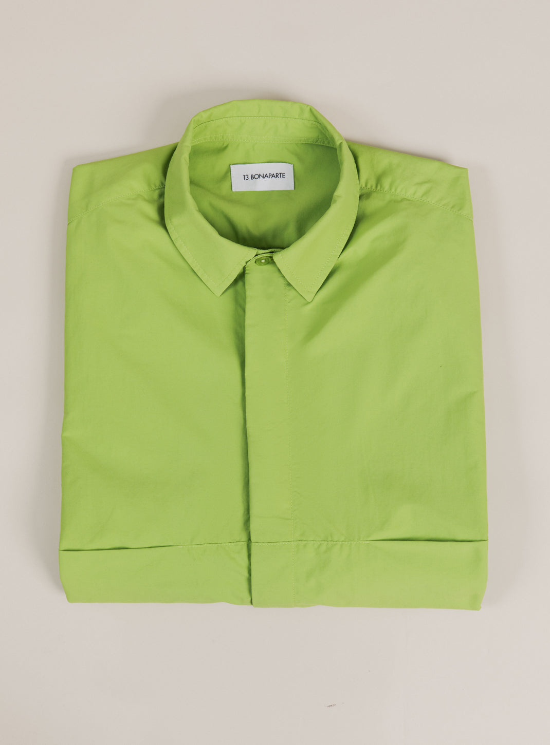 Chemisette with Front Cuts in Lime Green Technical Popeline