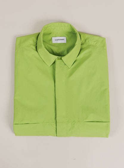Chemisette with Front Cuts in Lime Green Technical Popeline
