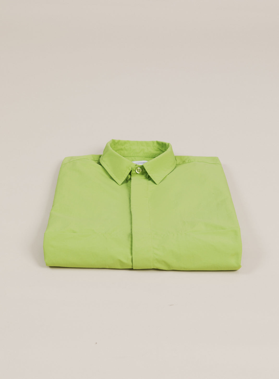 Chemisette with Front Cuts in Lime Green Technical Popeline