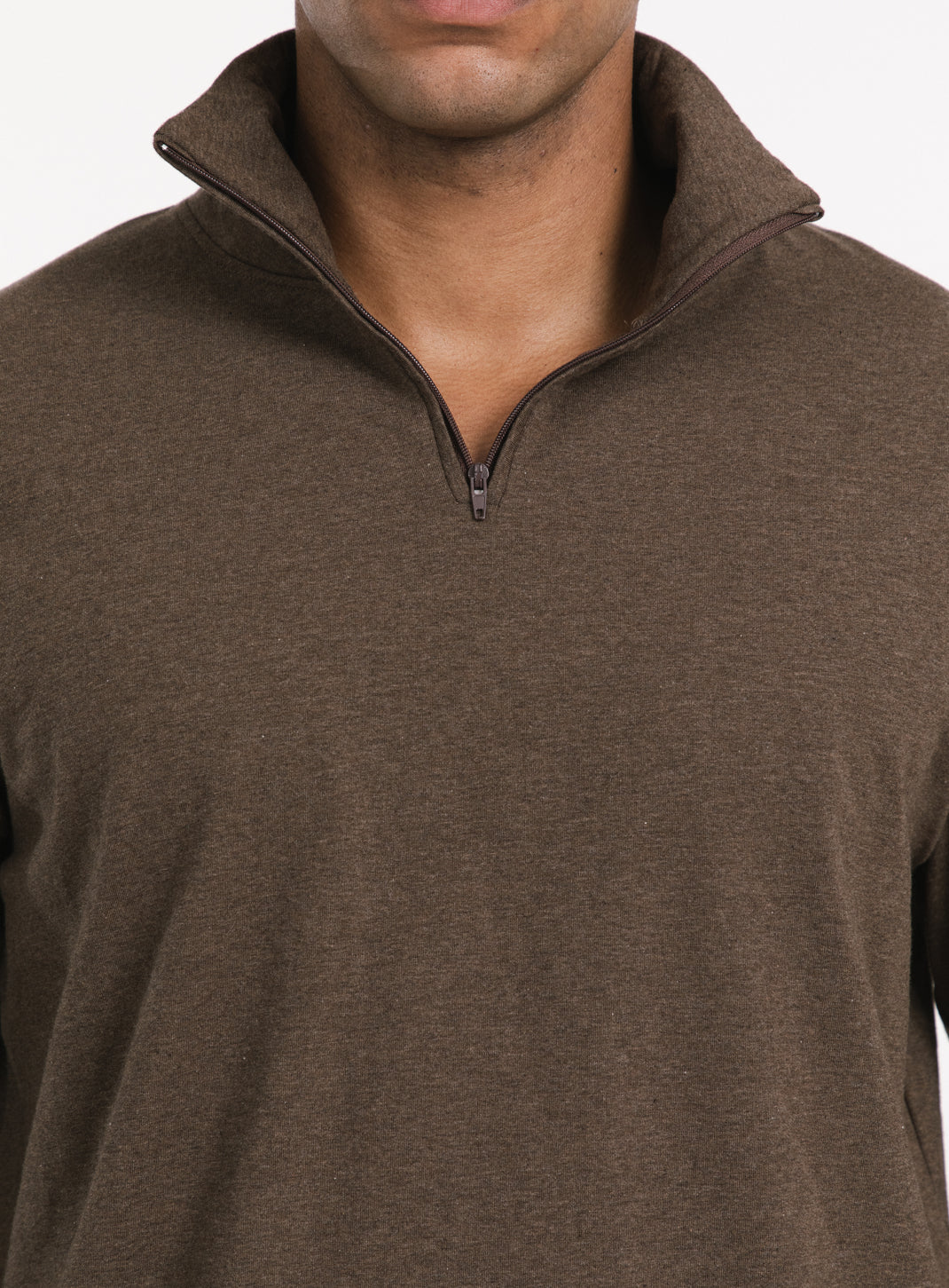 Trucker Sweatshirt in Heather Chocolate Cotton & Elastane