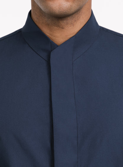 Origami Collar Shirt in Cobalt Blue Poplin