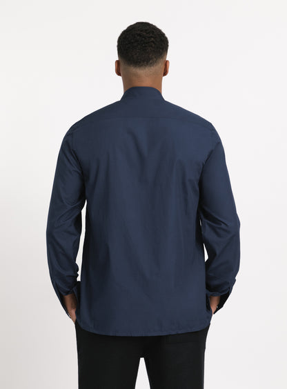 Origami Collar Shirt in Cobalt Blue Poplin