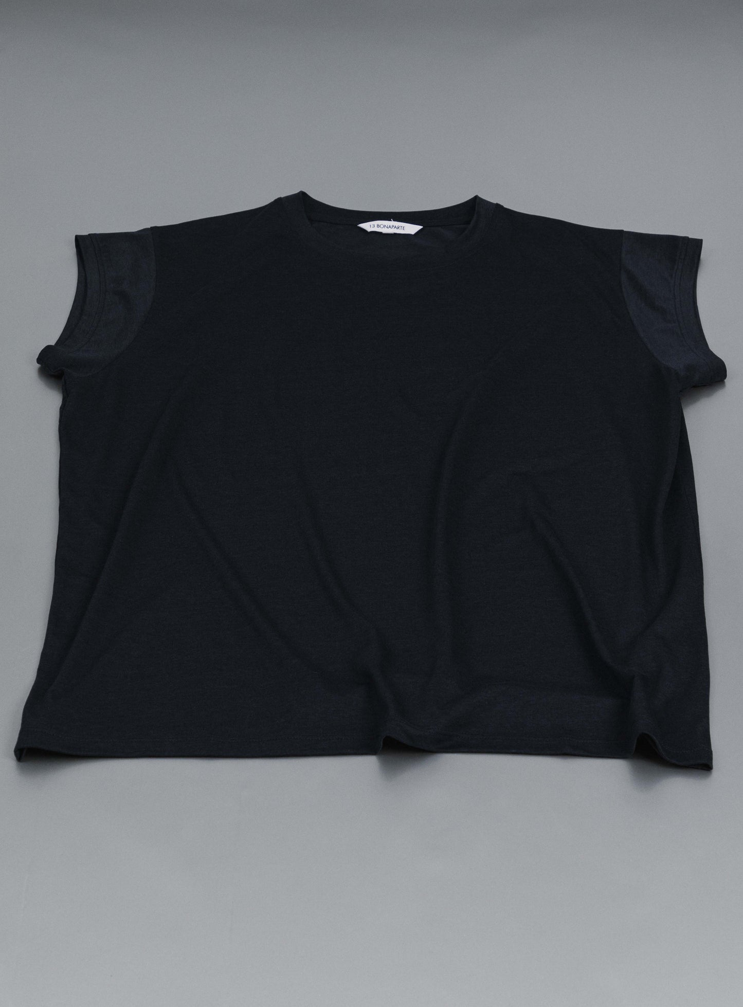 Sleeveless T-Shirt in Navy Blue Eucalyptus & Cotton