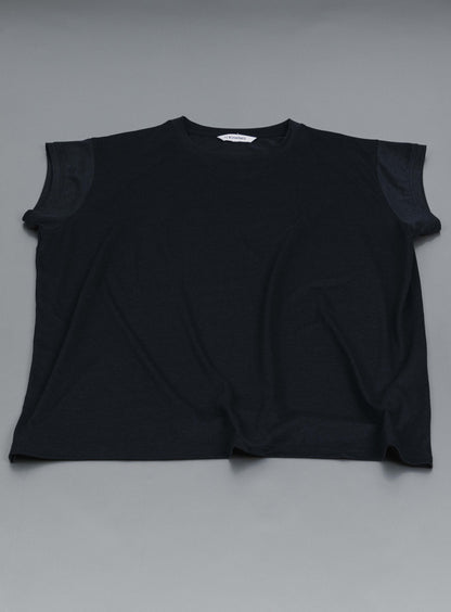Sleeveless T-Shirt in Navy Blue Eucalyptus & Cotton
