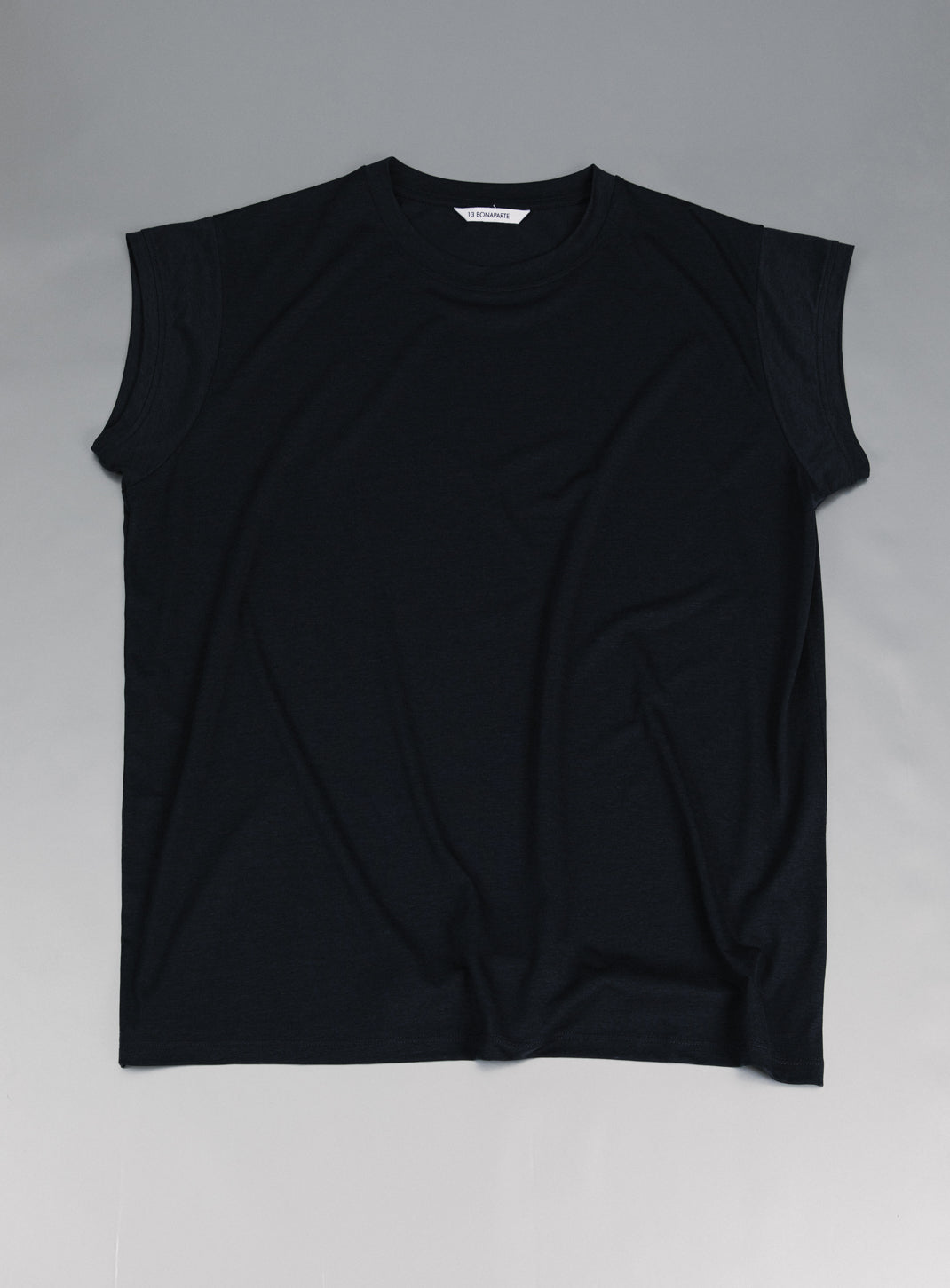 Sleeveless T-Shirt in Navy Blue Eucalyptus & Cotton