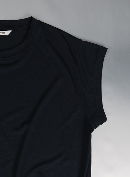 Sleeveless T-Shirt in Navy Blue Eucalyptus & Cotton