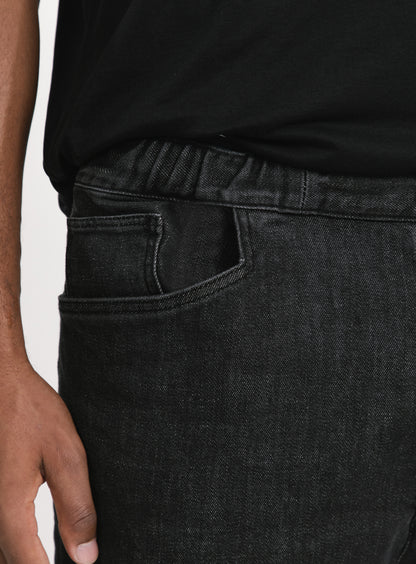 Elastic 5 Pockets Pants in Grey Denim