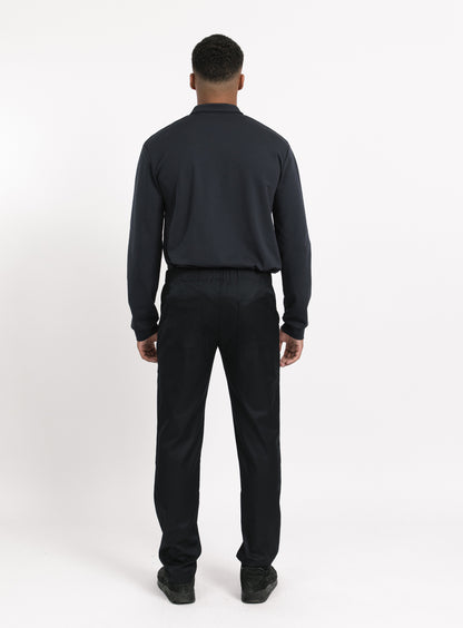Pants with Notched Pockets in Navy Blue Serge