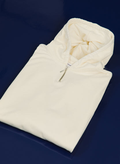 Hooded T-Shirt in Ivory Cotton & Elastane