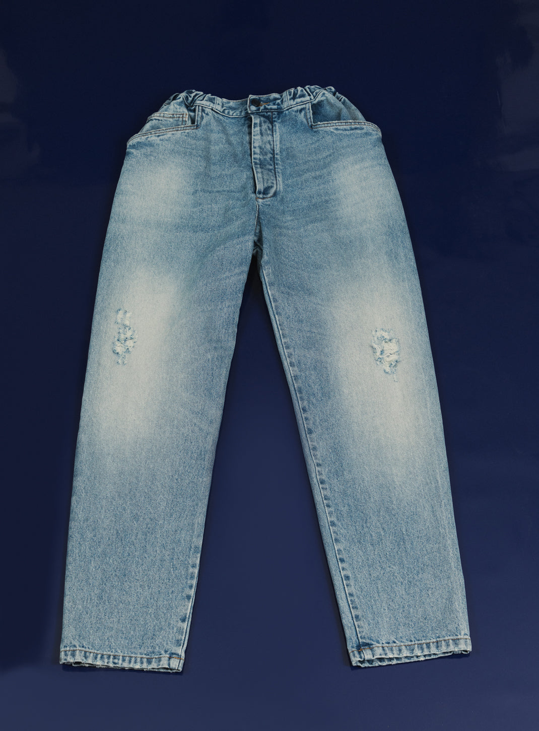 Elastic 5 Pockets Pants in Used Blue Denim