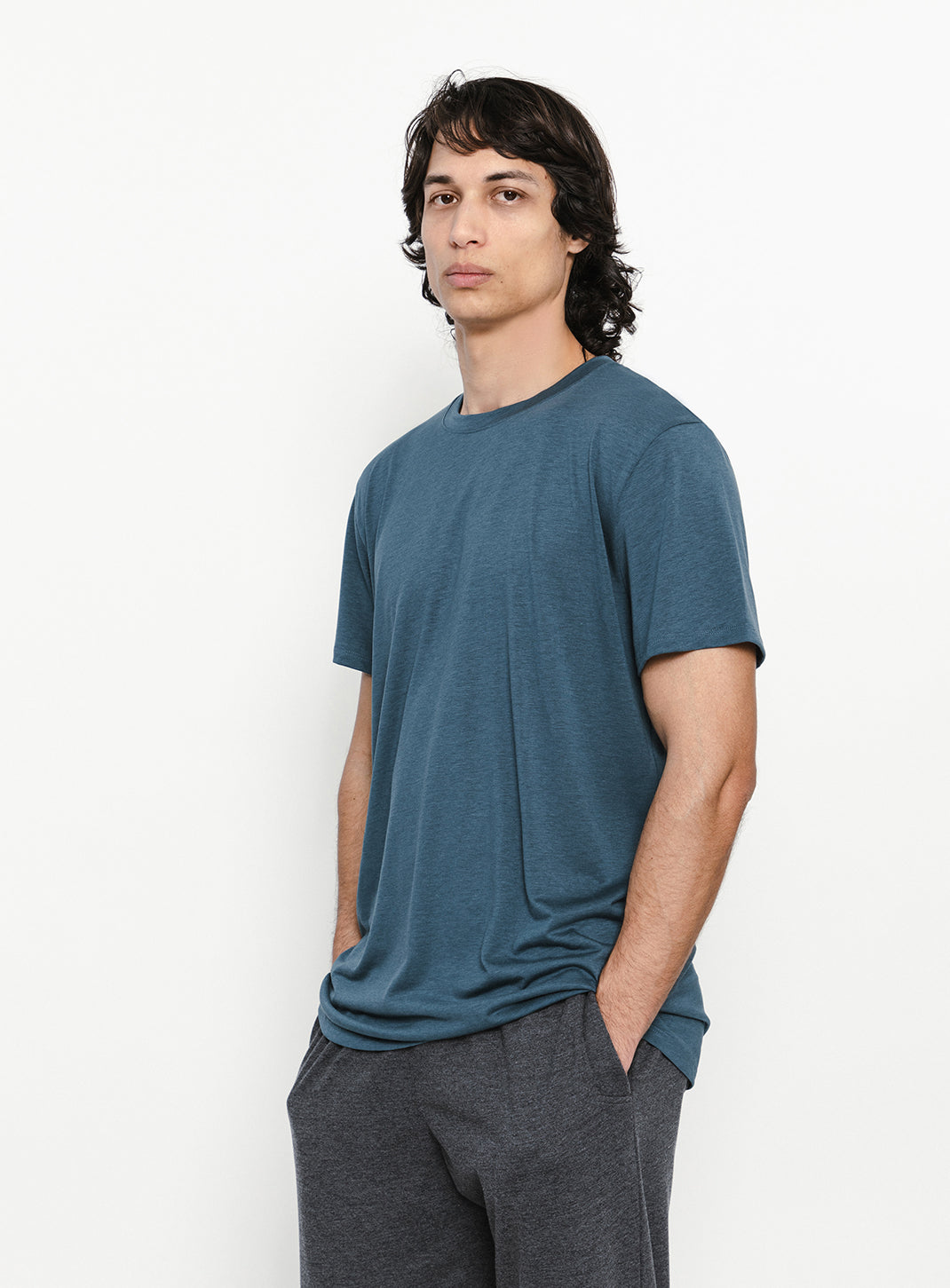 Short Sleeve T-Shirt in Petrol Blue Eucalyptus & Cotton
