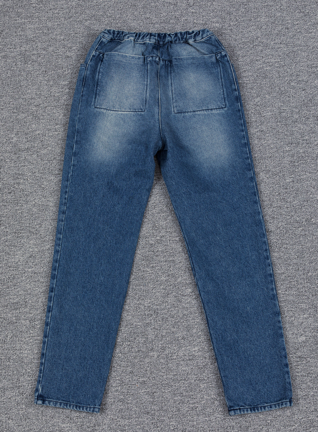 5 Pockets Pants with Front Cuts in Stone Denim