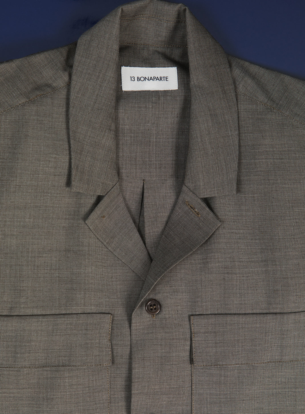 Overshirt with Tailored Collar in Beige End-on-End