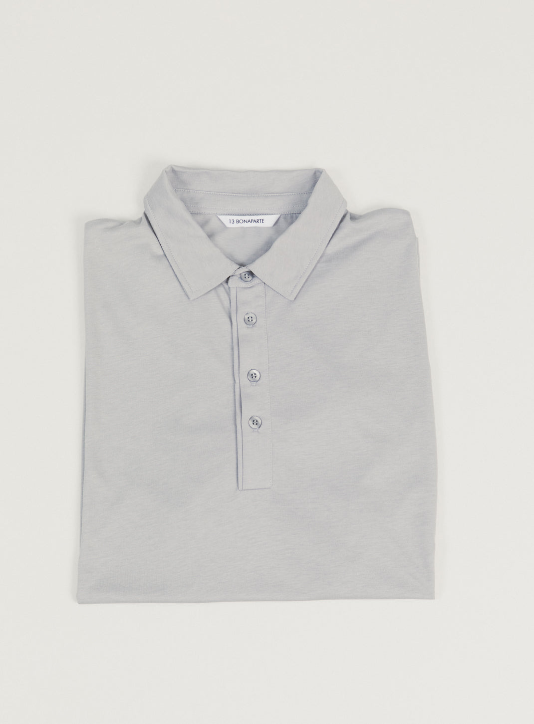 Pleated Tab Short Sleeve Poloshirt in Pearl Grey Eucalyptus & Cotton