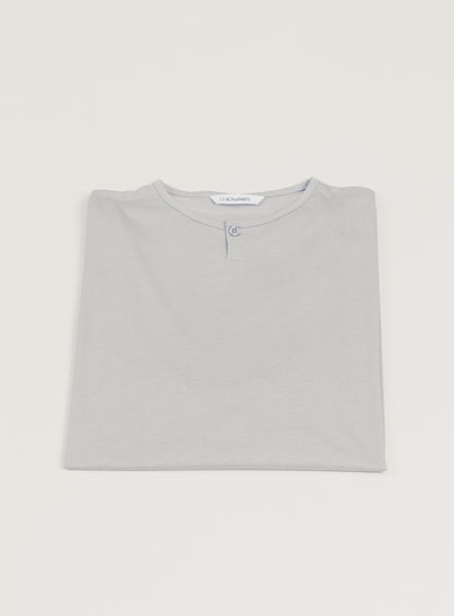 1 Button T-Shirt in Pearl Grey Eucalyptus & Cotton