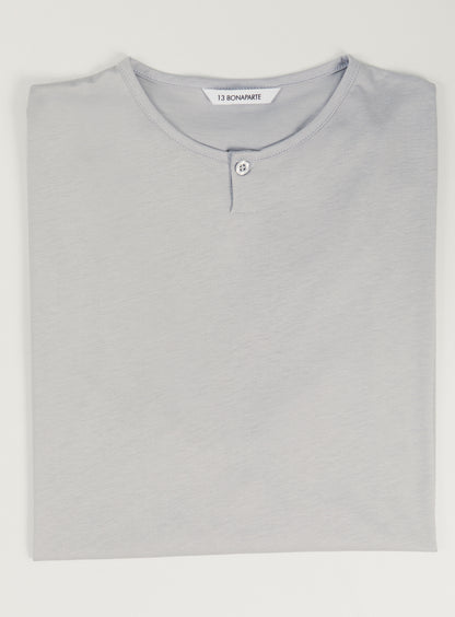 1 Button T-Shirt in Pearl Grey Eucalyptus & Cotton